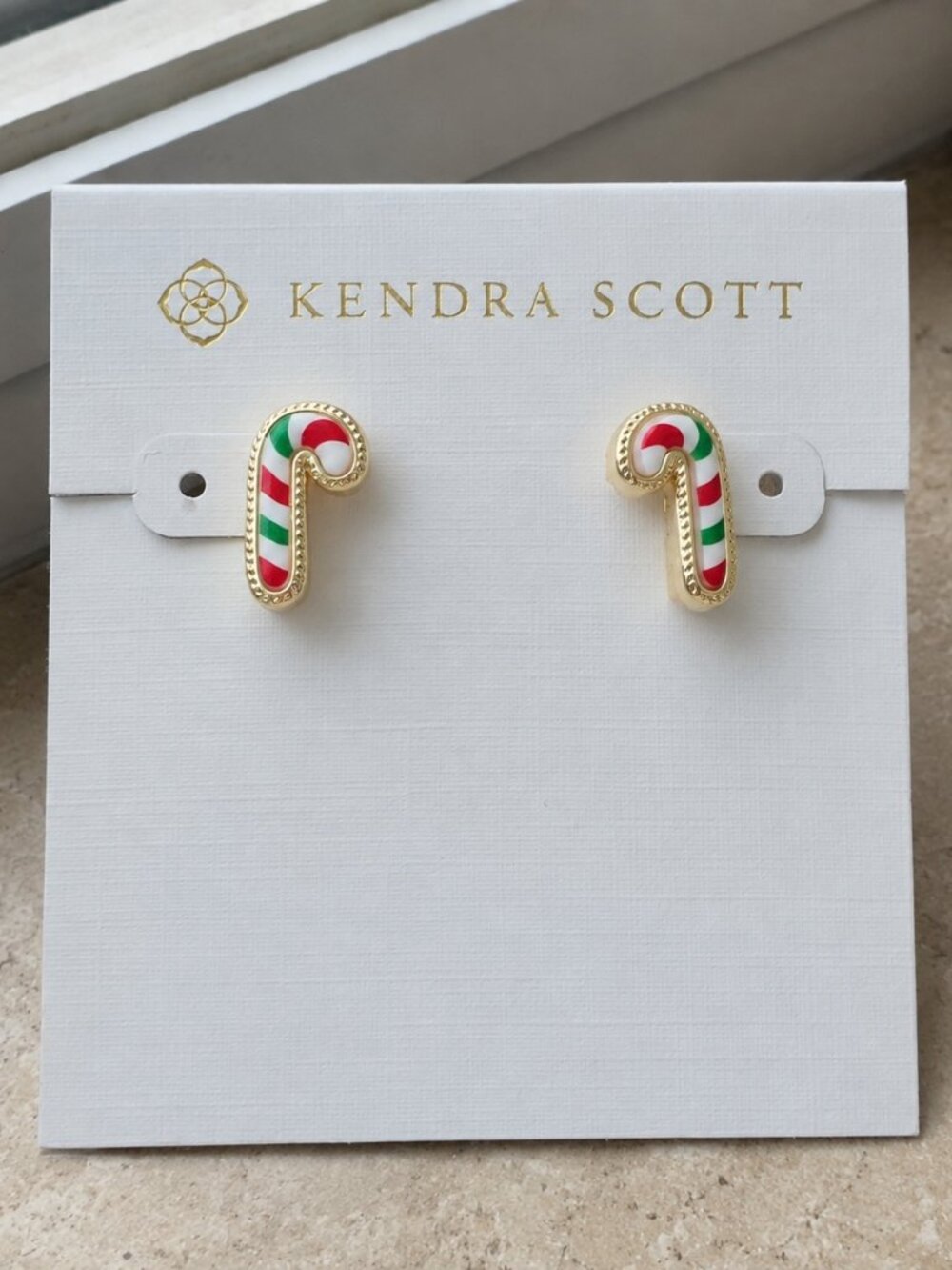 Kendra Scott Candy Cane Stud Earrings Gold Holiday Striped Festive Jewelry